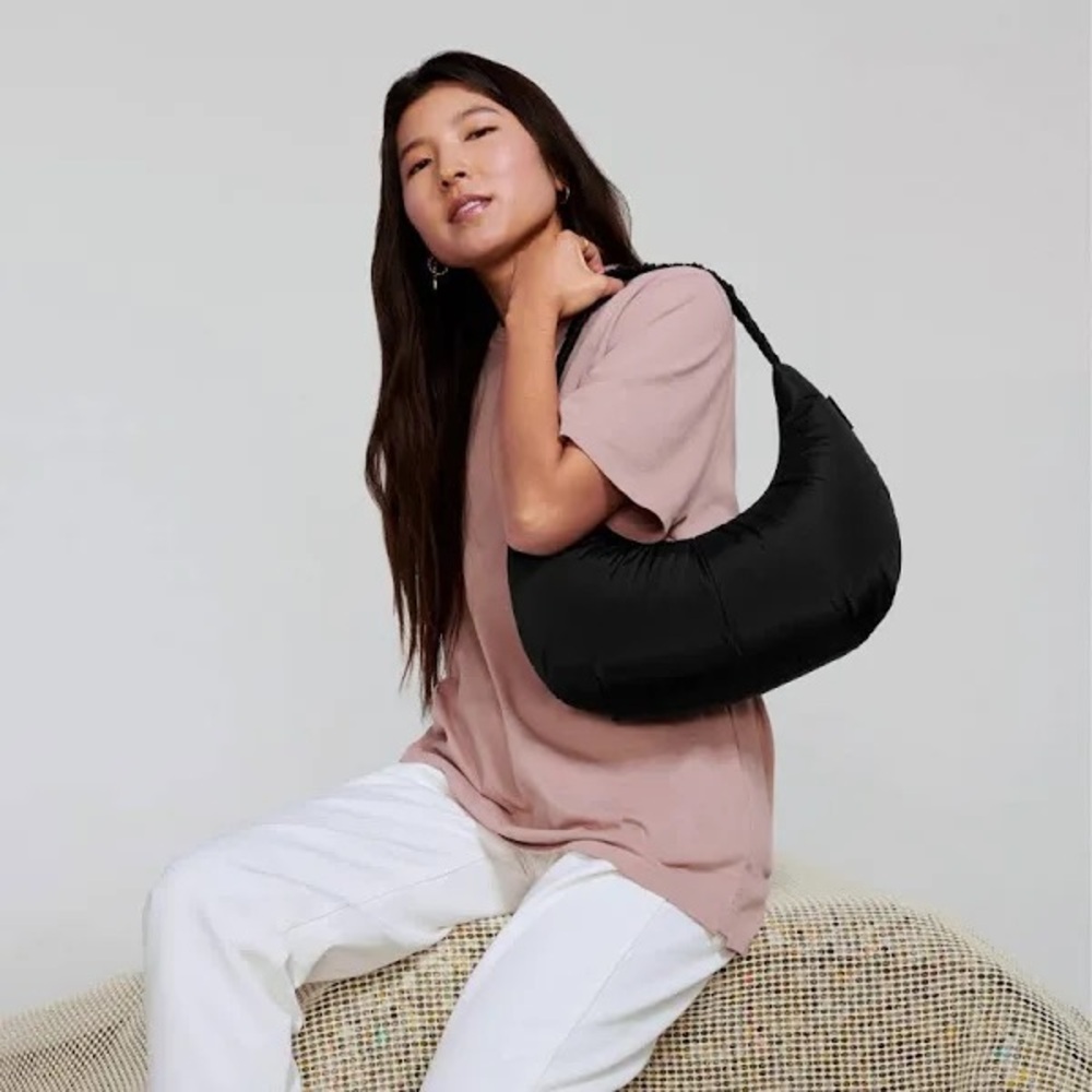 Dagne Dover Black Puffer Hobo Shoulder Bag